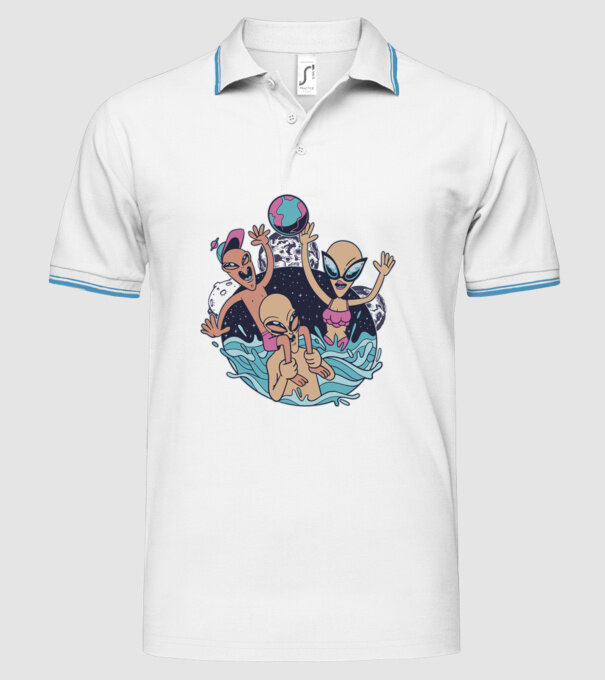 Alien Familie ștrand model alb pe tricou