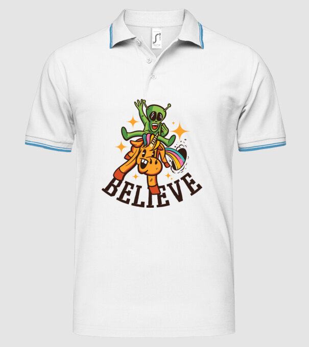 Unicorn Alien model alb pe tricou