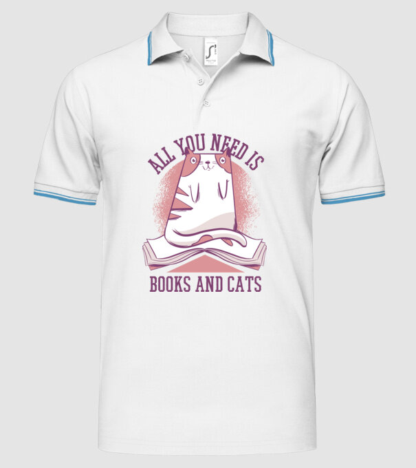 All You Need Is Books And Cats model alb pe tricou
