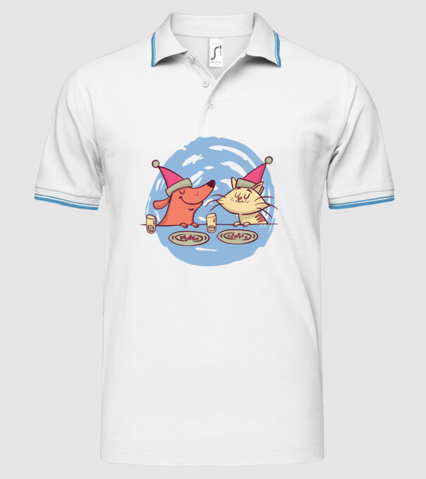 Petrecere de Crăciun animale model alb pe tricou