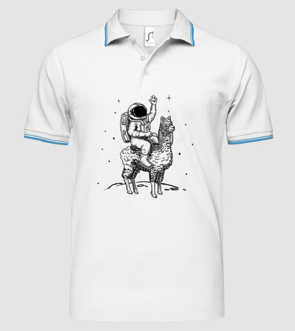 Alpaca Astronaut model alb pe tricou