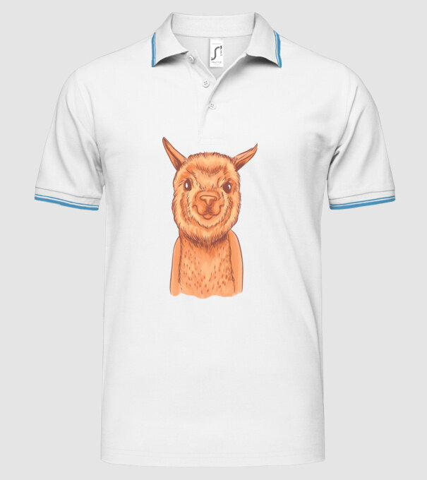 Cap de Alpaca model alb pe tricou