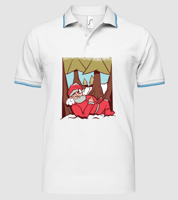 Moș Crăciun dormind model alb pe tricou