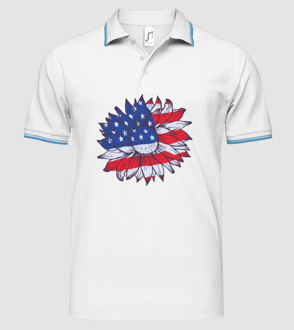 Floarea-soarelui americană Usa Sunflower model alb pe tricou