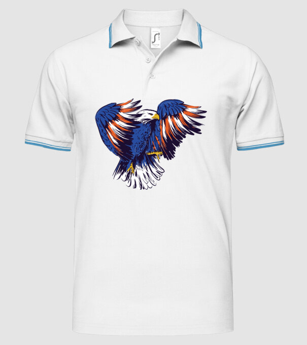 Vultur American model alb pe tricou