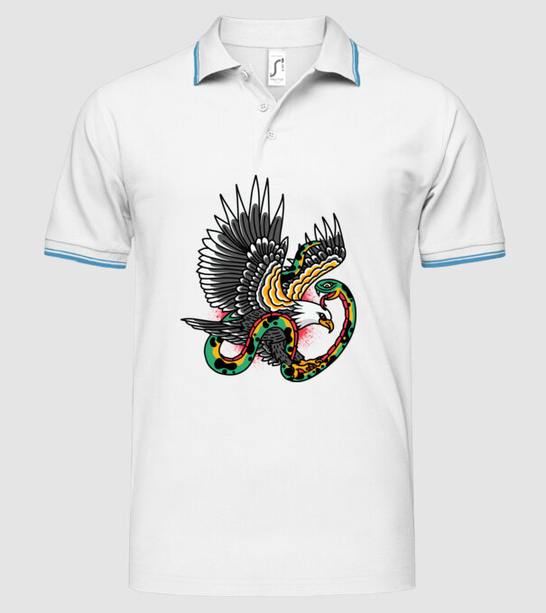 Vultur American model alb pe tricou