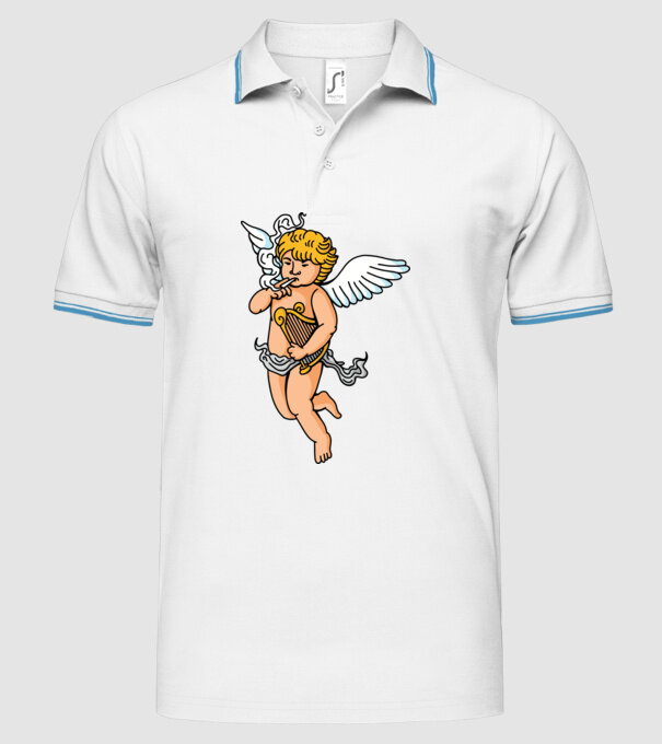 Înger cu Țigaretă model alb pe tricou