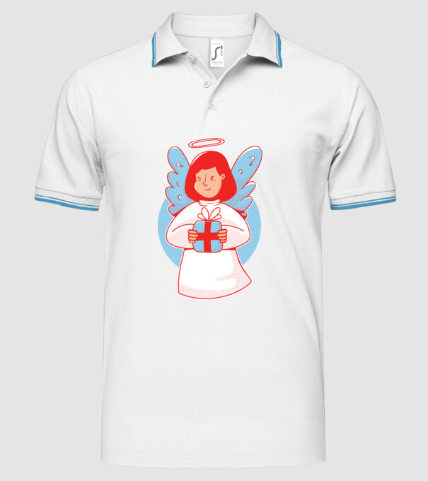Înger cu un cadou model alb pe tricou