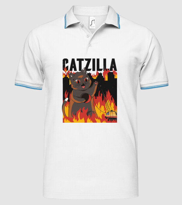 Anime Catzilla model alb pe tricou