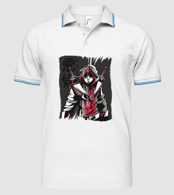 Războinic Anime model alb pe tricou
