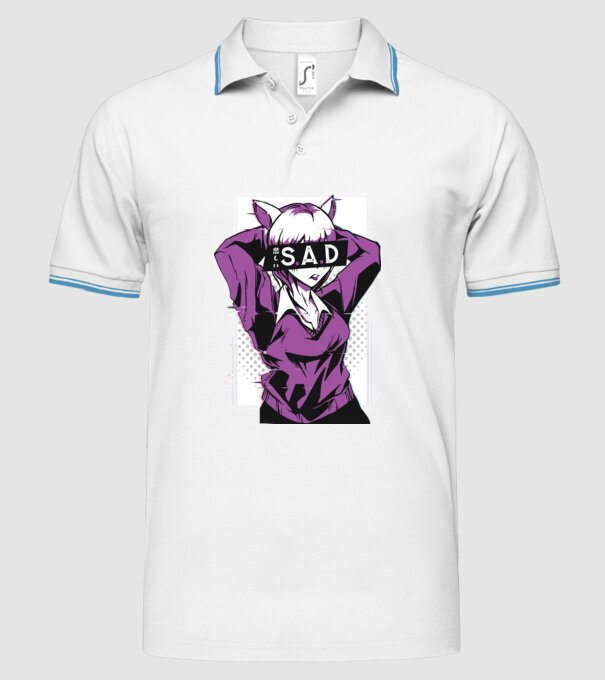 Anime fată tristă model alb pe tricou