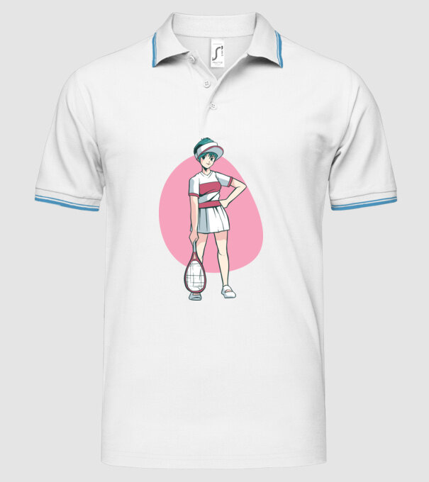 Anime Jucător de tenis fată model alb pe tricou