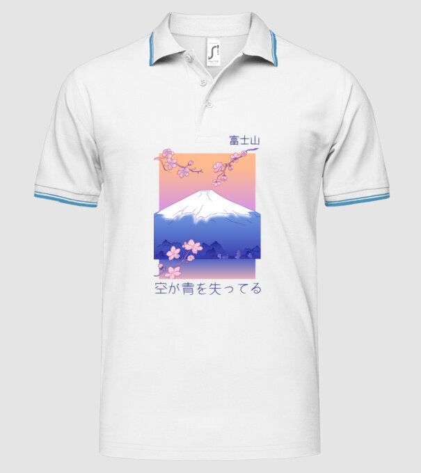 Anime Vaporwave munte model alb pe tricou