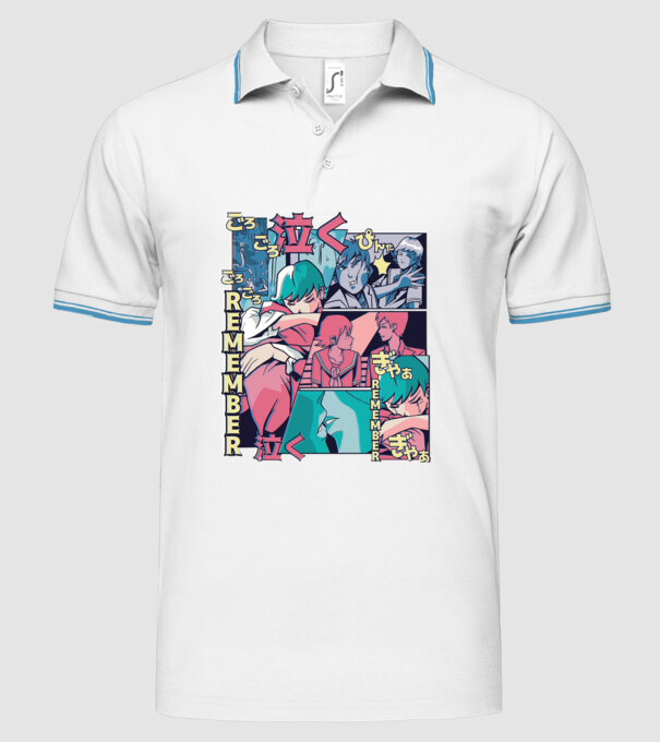 Anime Vaporwave benzi desenate model alb pe tricou