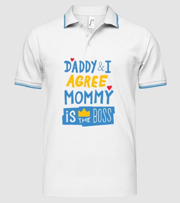 Mama e șefa model alb pe tricou