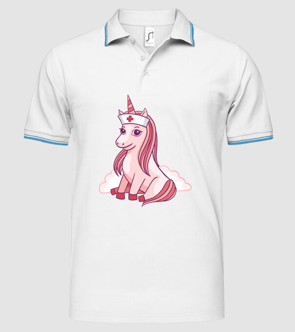 Îngrijitor unicorn model alb pe tricou