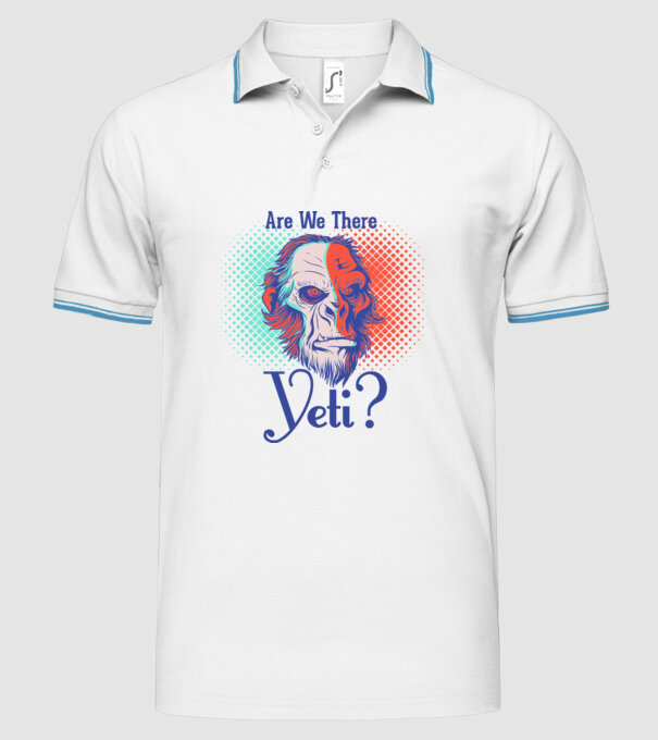Are we there Yeti model alb pe tricou