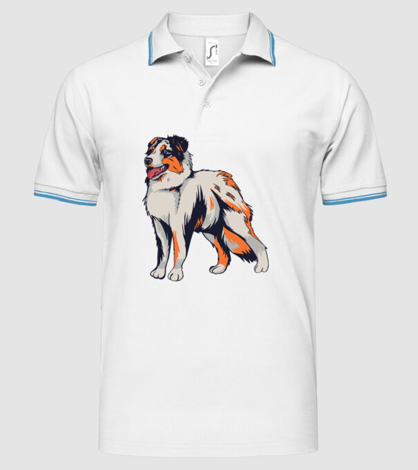 Câine ciobănesc Australian model alb pe tricou