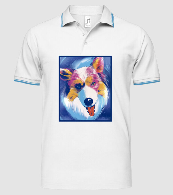 Câine ciobănesc australian model alb pe tricou