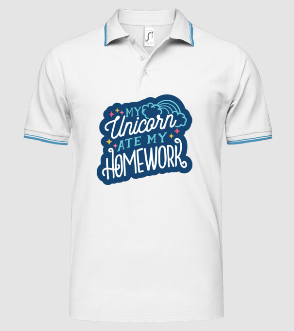 Unicornul meu mi-a mâncat tema de casă model alb pe tricou