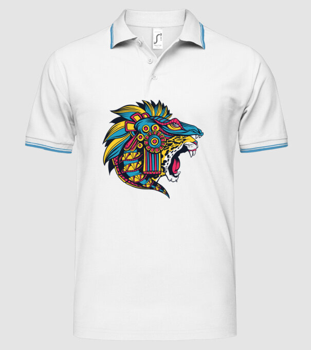 Aztec Jaguar model alb pe tricou