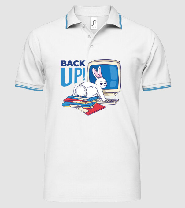 Back up bunny model alb pe tricou
