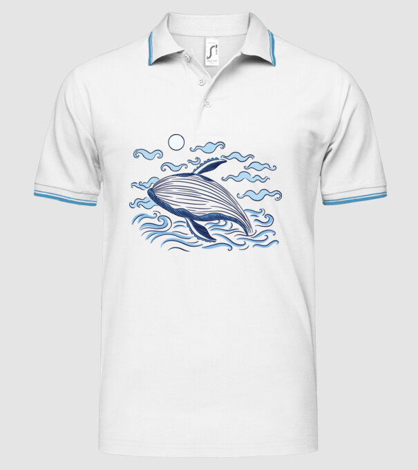 Balenă model alb pe tricou
