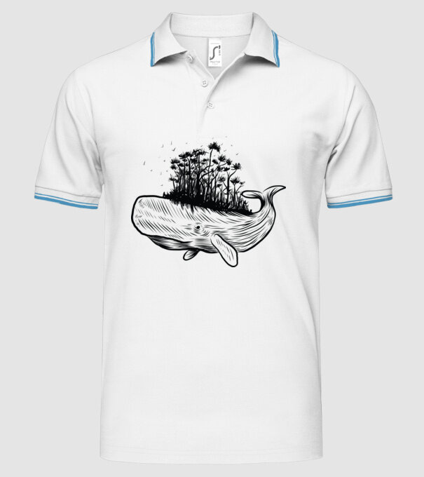 Balenă Natură model alb pe tricou