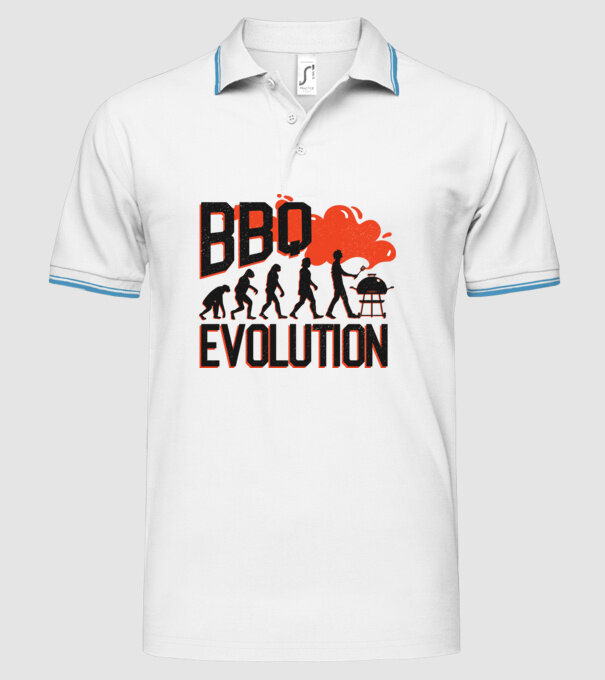 BBQ Evoluție Grătar model alb pe tricou