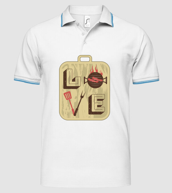 Dragoste BBQ model alb pe tricou