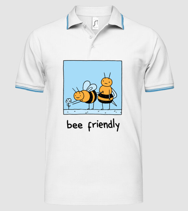 Bee friendly model alb pe tricou
