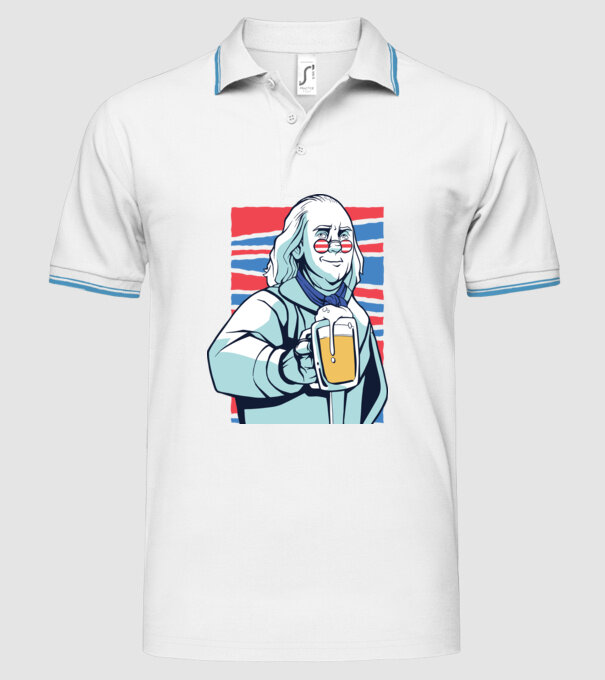 Benjamin Franklin Beer model alb pe tricou