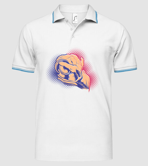 Bird skull model alb pe tricou