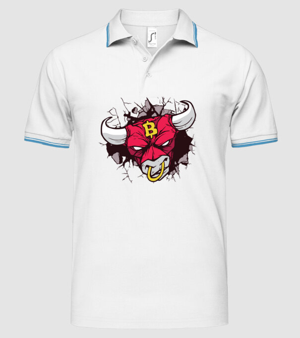 Taur Bitcoin model alb pe tricou