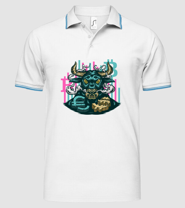 Taur Bitcoin model alb pe tricou