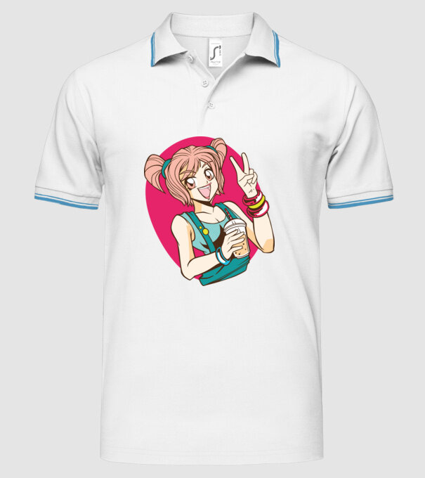 Bobba fată Anime model alb pe tricou