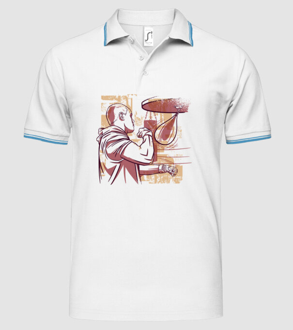 Pugilist model alb pe tricou