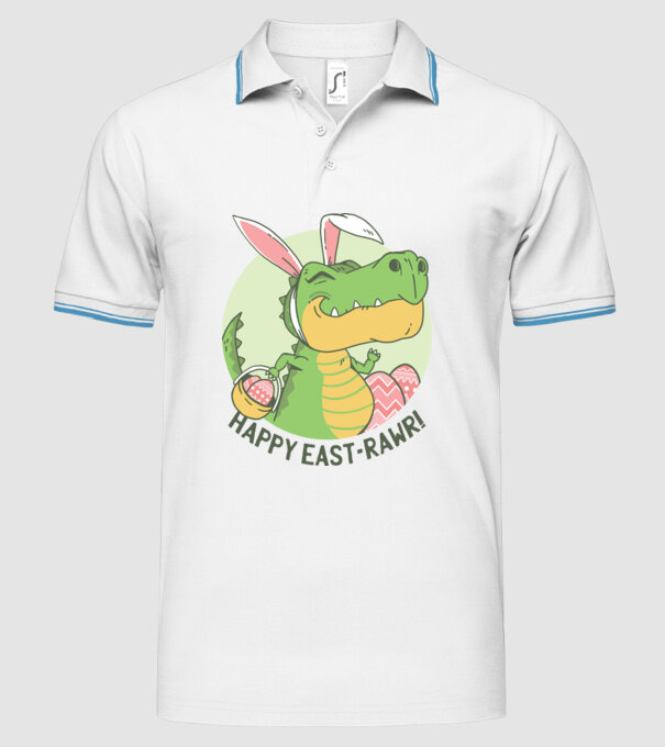 Paște Fericit tricou cu dinozaur model alb pe tricou