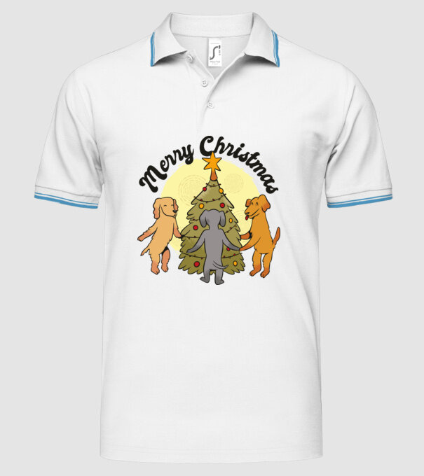 Crăciun fericit cu câine model alb pe tricou