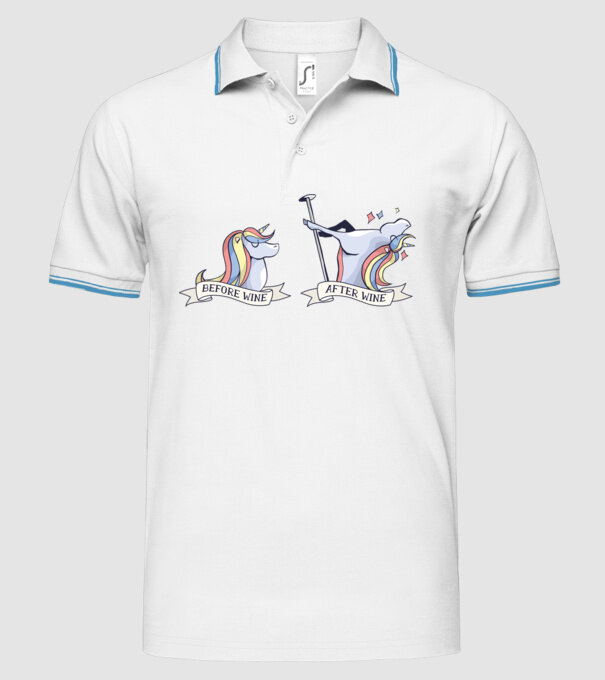 Înainte și după vin Unicorns model alb pe tricou