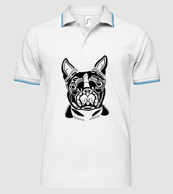 Câine Boston Terrier model alb pe tricou