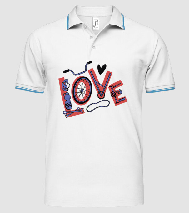 Love Bicicletă model alb pe tricou