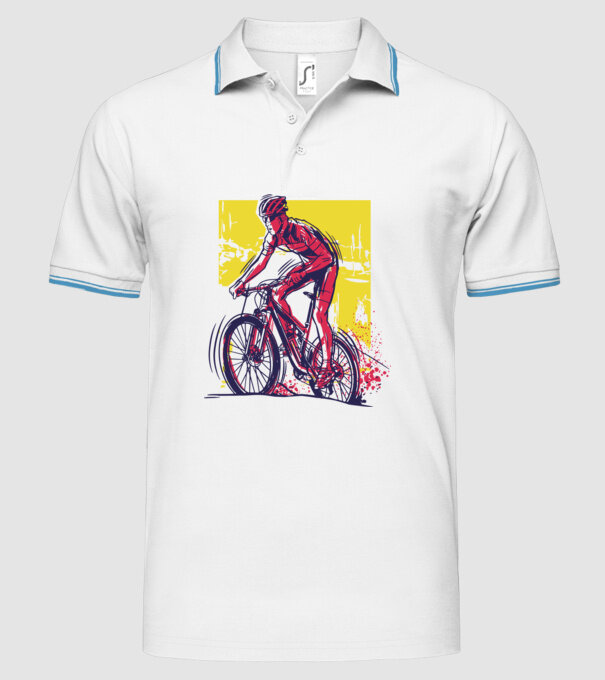 Ciclist model alb pe tricou