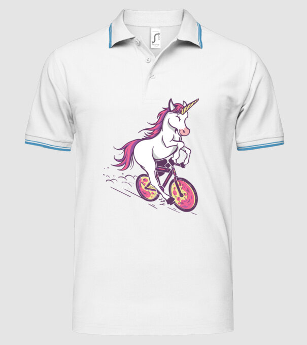 unicorn cu bicicletă model alb pe tricou