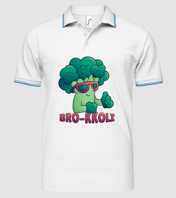 Broccoli model alb pe tricou
