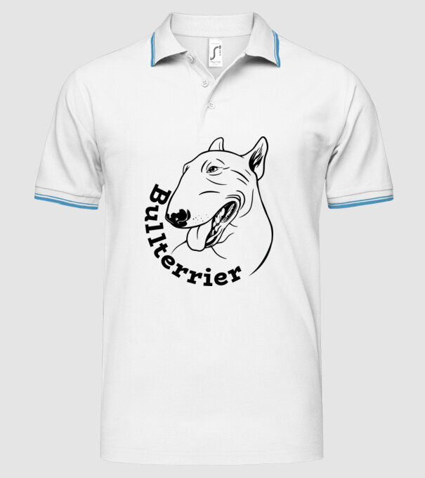 Bull Terrier model alb pe tricou