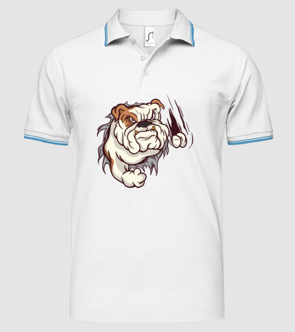 Bulldog model alb pe tricou