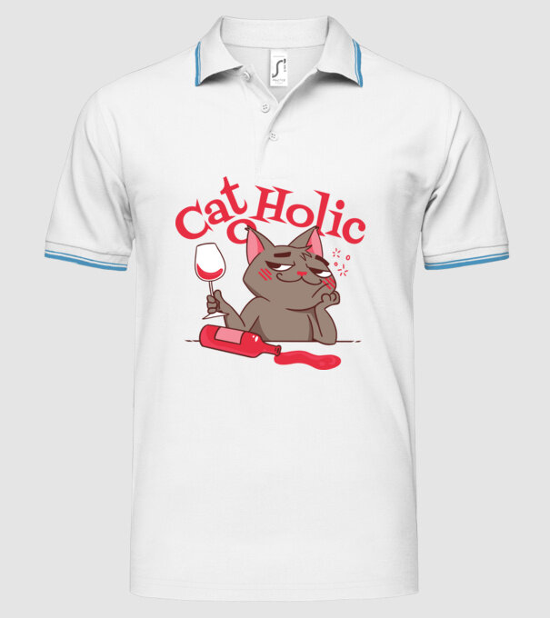 Catoholic - iubitor de pisici model alb pe tricou
