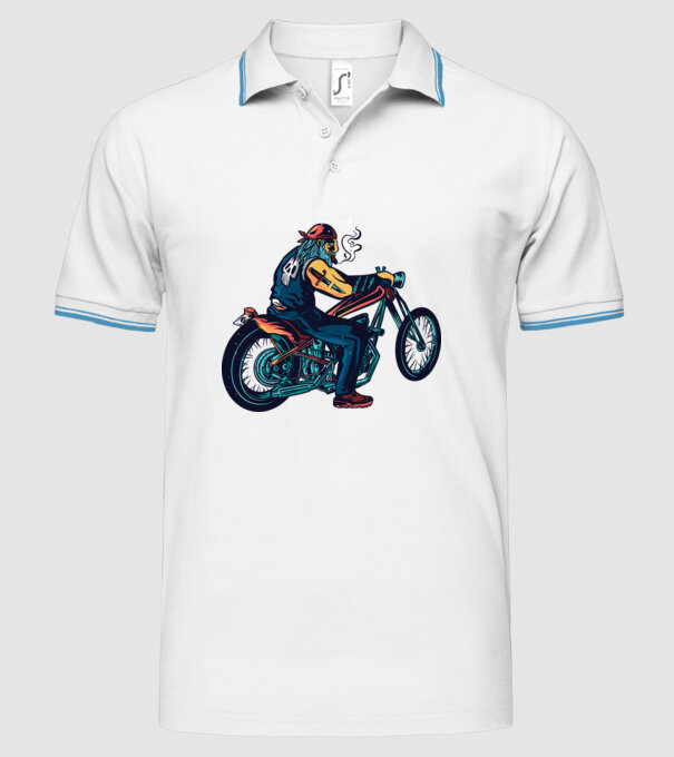 Motociclist Chopper model alb pe tricou