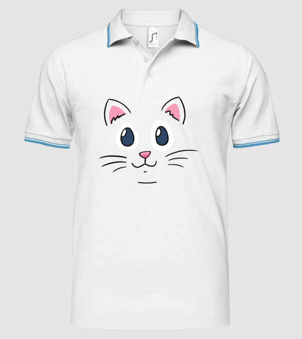 Cap pisică model alb pe tricou